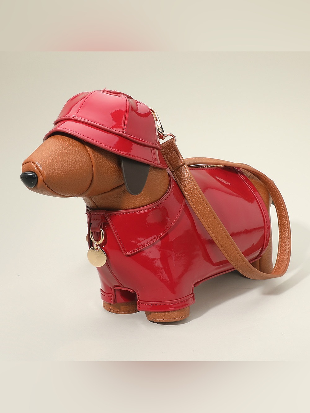 Faux Leather Raincoat Puppy Crossbody Bag